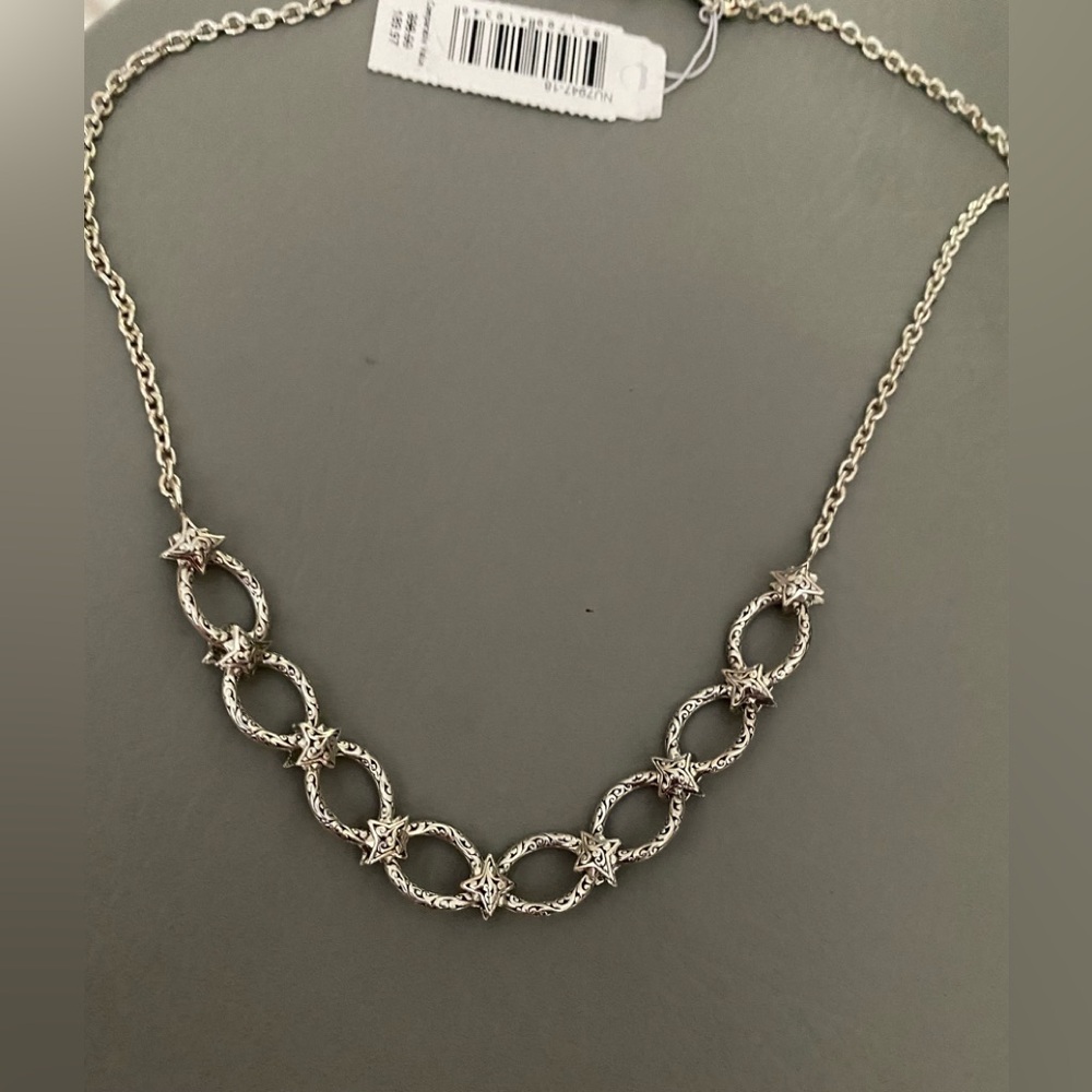 Lois Hill Sterling Silver Scroll Oval Link Star Station necklace - Picture 6 of 7